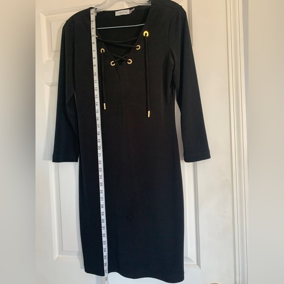 Calvin Klein Women’s Lace Up Neckline Shift Jersey Dress Size 4 Black - Picture 5 of 11